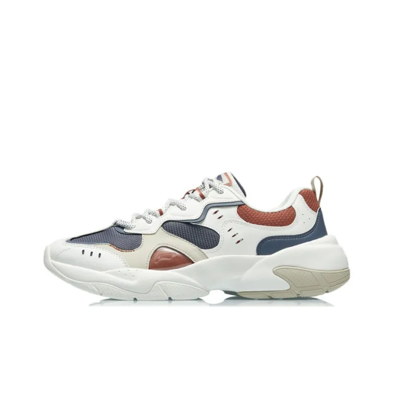 LiNing Wear-Resistant Low-Top Running Shoes Men's Mist White-0
