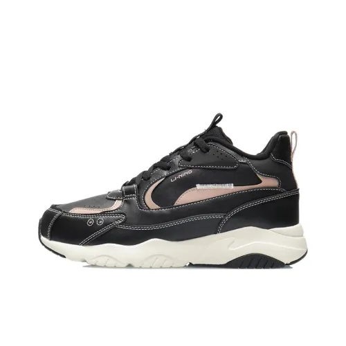 LiNing Cushioning Warm Mid Top Running Shoes Men's Black Apricot