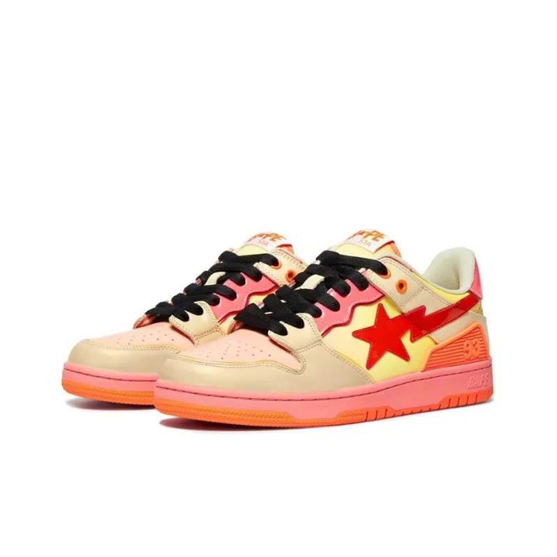 A BATHING APE SK8 STA Stylish Skateboarding Shoes Women's Orange Gradient-2
