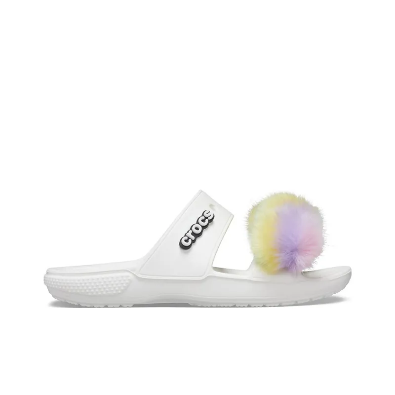 Crocs Classic Fur Sure 2 Straps Sandals 'White'-1