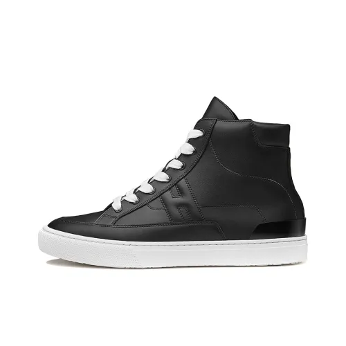 HERMES District Skateboard Shoes Men High-Top Black