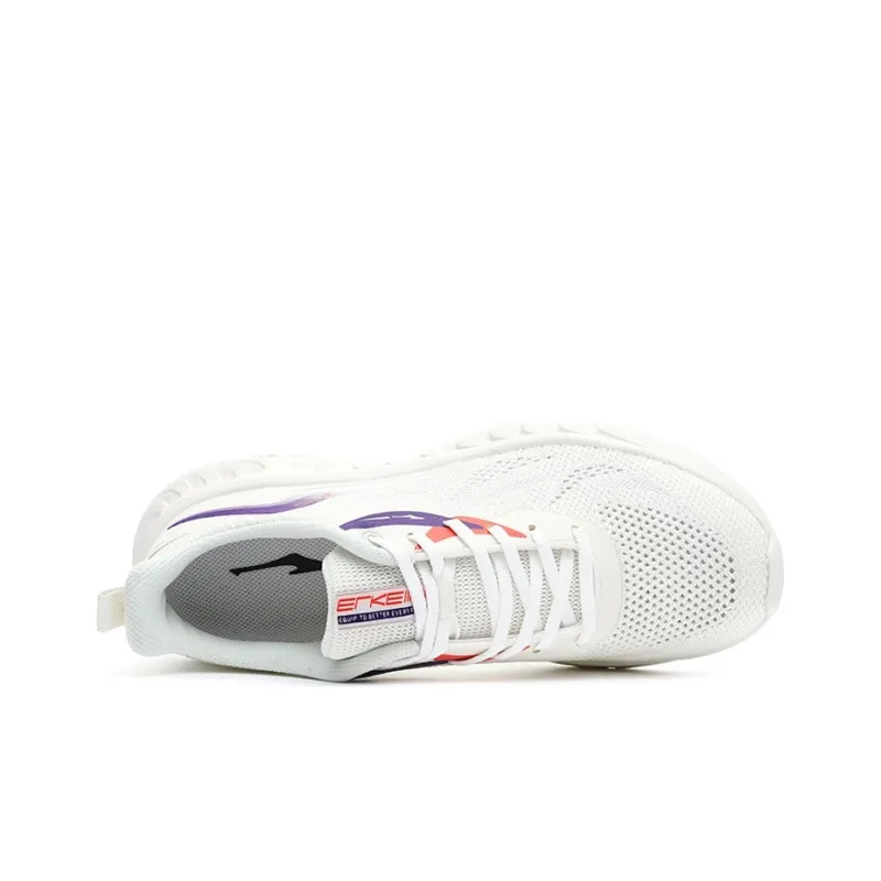 Erke Nibbled Cushioning Anti-Slip And Wear-Resistant Low-Top Running Shoes Men's White Purple-2