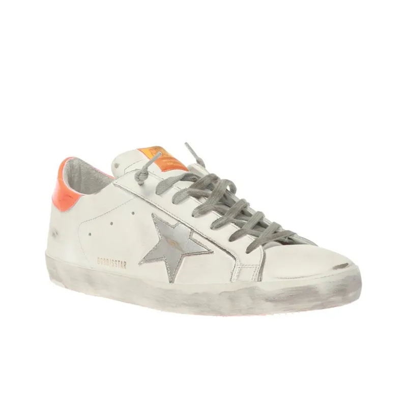 Golden Goose Super Star Low Top Skateboard Shoes Men's White Orange-2