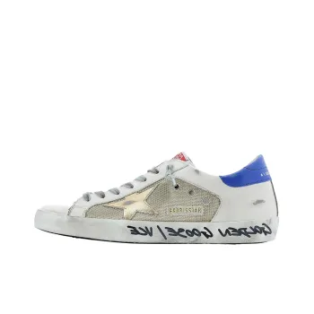 Golden Goose Super Star White Blue Gold Red Handwritten
