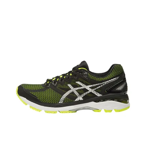 Asics GT 2000 4 Abrasion Resistant Breathable Low Top Running mantle Men's Black, Green & Multicolor 2E Width