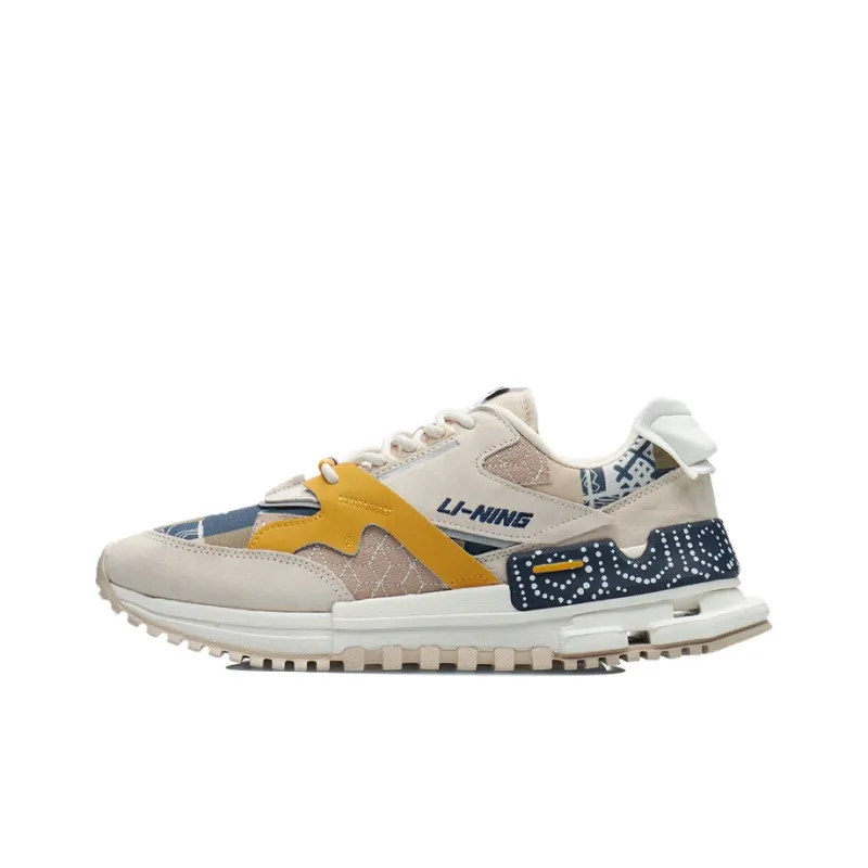 LiNing 001 Anti-Slip And Wear-Resistant Lightweight Low-Top Running Shoes Men's Gray Brown Yellow-0