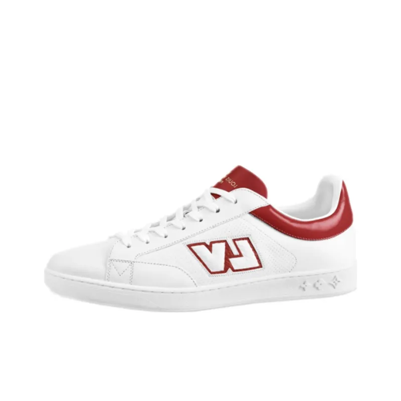 LOUIS VUITTON Luxembourg Stylish Skateboarding Shoes Men's White Red-0