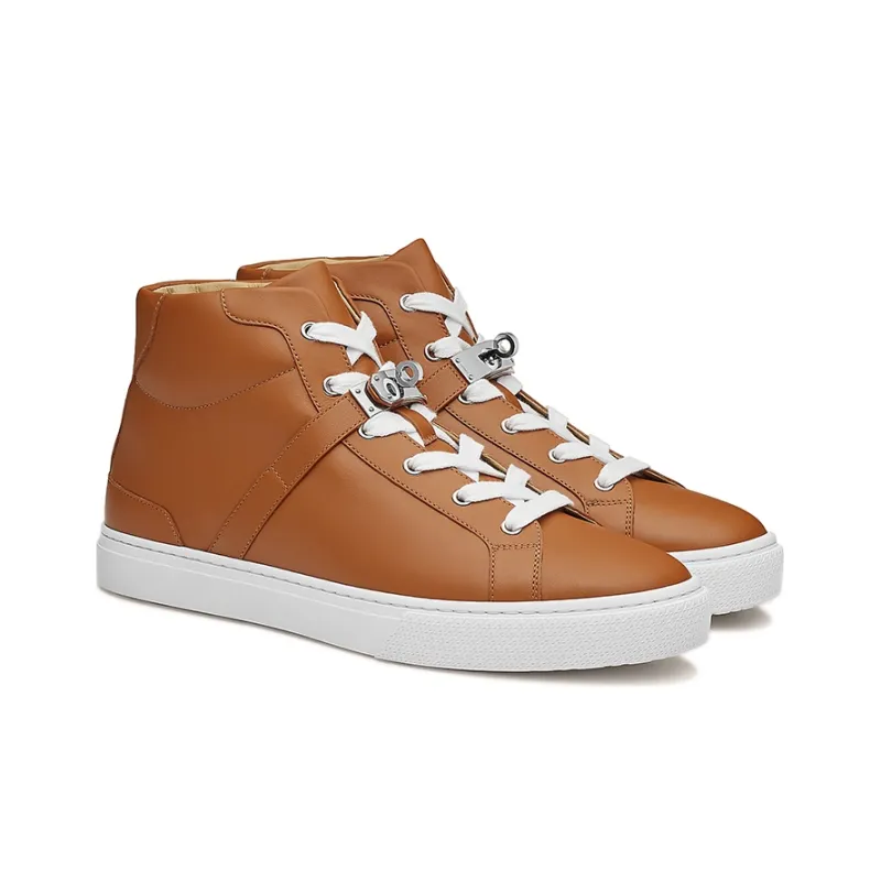 HERMES Daydream High Top Stylish Skateboarding Shoes Men's Brown-2