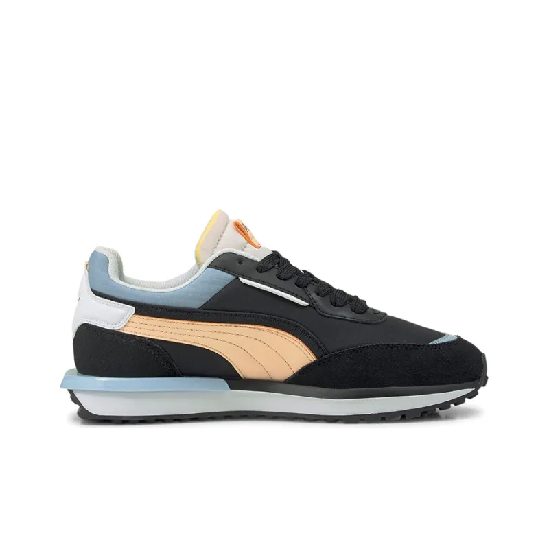 PUMA City Rider Electric Cushioned Slip-Resistant Low-Top Running Shoes Unisex Black Pink-1
