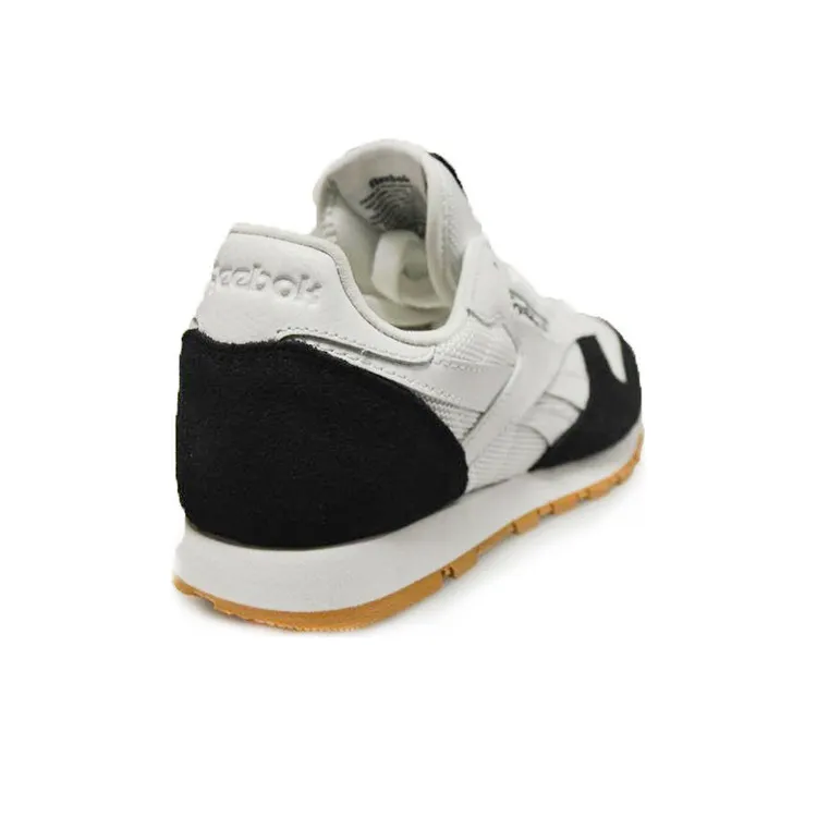 Reebok Classic Leather Durable Breathable Low Top Running Shoes Men's White Black-3