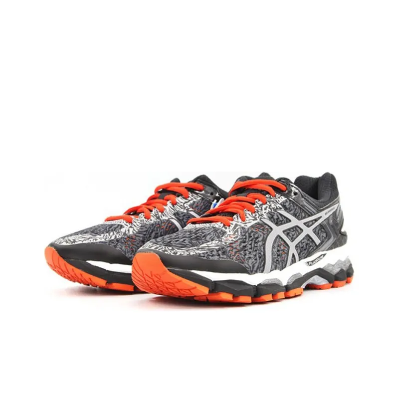 Asics Gel-Kayano 22 Wear-Resistant Low-Top Running Shoes Men's Black Silver Orange-2