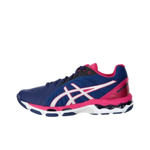 Asics Gel-Netburner 19 Cushioning Anti-Slip And Wear-Resistant Low-Top Running Shoes Women's Navy Blue Pink