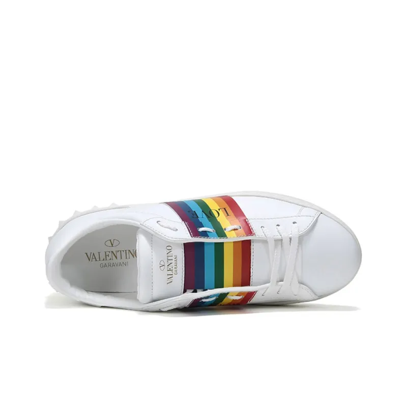 Valentino Open Low Top Stylish Skateboarding Shoes Men's Rainbow-4