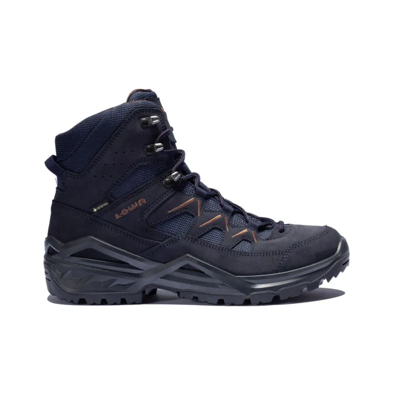 Lowa Sirkos Evo Gt Slip Resistant, Waterproof, And Breathable High Top Outdoor Shoes Unisex Navy Blue Brown-1