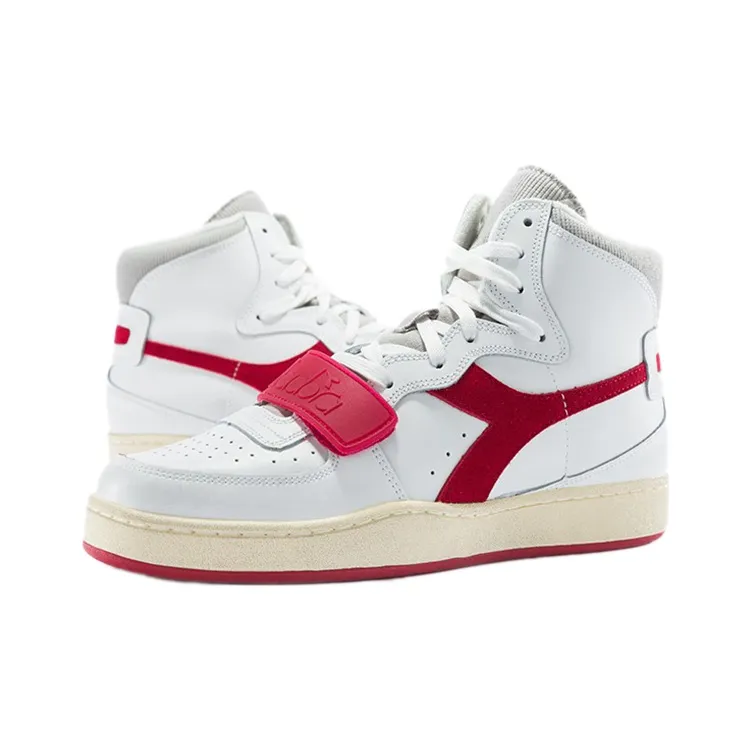 Diadora MI BASKET USED Stylish Skateboarding Shoes Unisex White Red-2