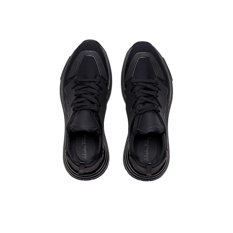 FERRAGAMO Shock Absorbers Slip Resistant, Abrasion Resistant, Lightweight Low Top Sports Casual Shoes Men's Black-3