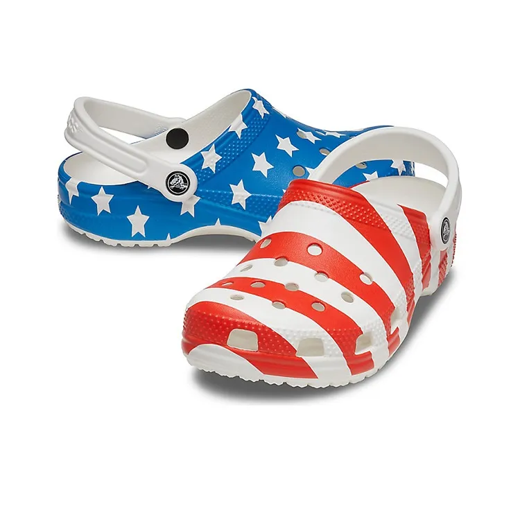 Crocs Usa Pattern Printing Lightweight Cozy Sandals Blue Red Women's-3
