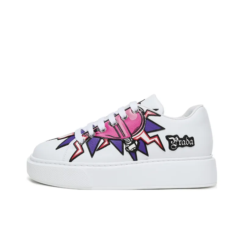 PRADA Graphic Heart Platform Sneakers 'White Multi Color' Women's-0