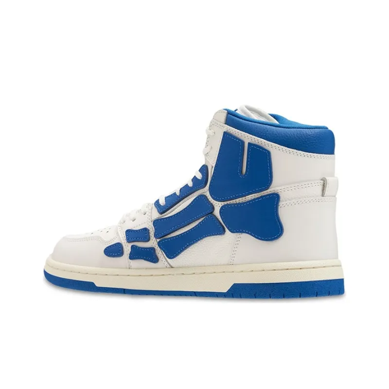 AMIRI Skel Top Hi Bone Shoes Stylish Skateboarding Shoes Men's White Blue-3