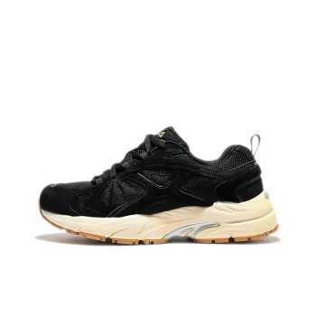 FILA Cushioning, Slip Resistant, And Abrasion Resistant Low Top Casual Running Shoes Unisex Black Gold Korean Style