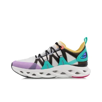 LINING Li Ning Arc Running Shoes Women's Low Top White/Purple/Green