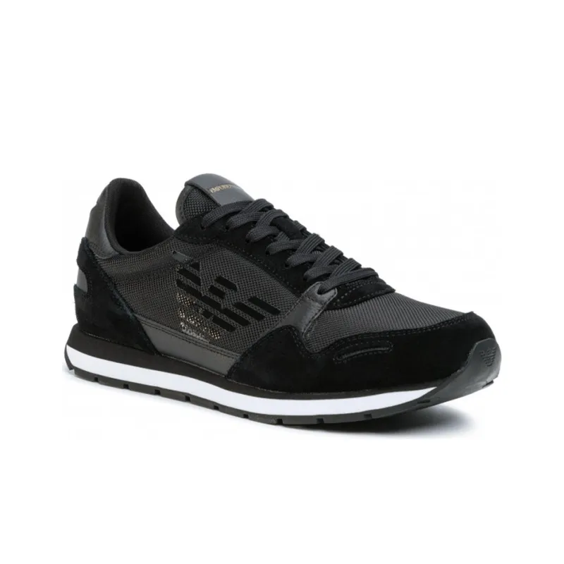 EMPORIO ARMANI Cushioned Slip-Resistant Lightweight Low-Top Casual Shoes Men's Black-2