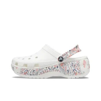 Crocs Classic Platform Americana Paisley Clogs 'White' Women's