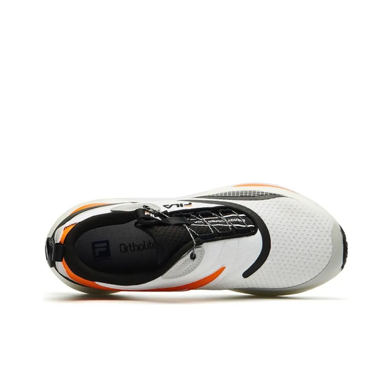 FILA Athletics Anti Slip And Wear Resistant Breathable Low Top Marathon Running Shoes Men's White Black Orange-2