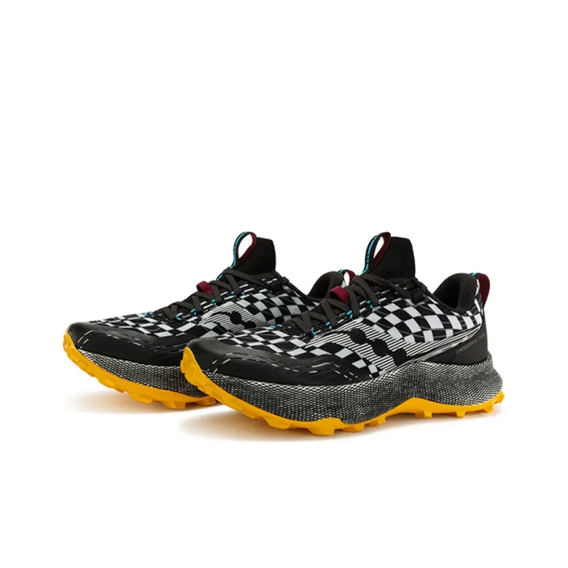 Saucony Endorphin Trail Cushioning Wear-Resistant Breathable Supportive Low-Top Casual Running Shoes Men's Black White-2