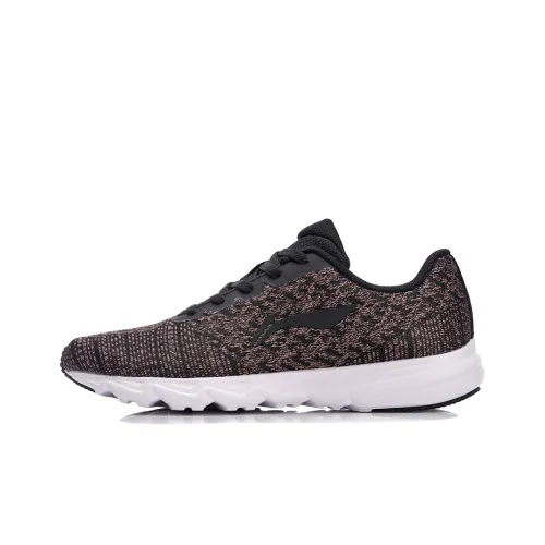 LINING Qingyi Running Shoes Women's Low-Top Standard Black/Sea Shell Pink