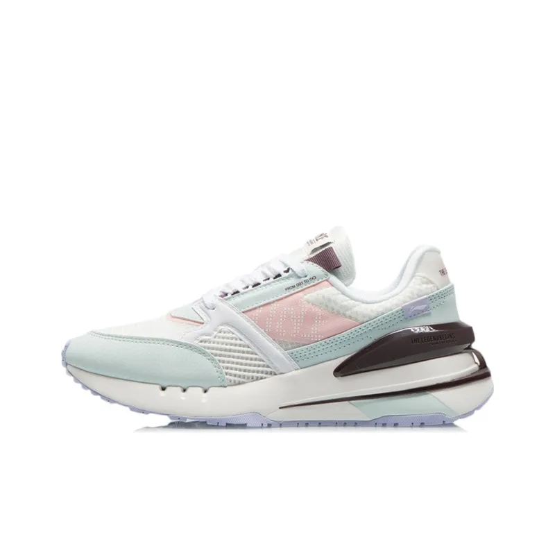 LiNing Anti-Slip And Wear-Resistant Lightweight Low-Top Running Shoes Women's White Blue-0
