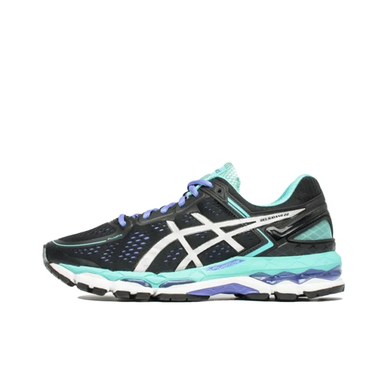 Asics Gel-Kayano 22 Durable Breathable Low-Top Running Shoes Women's Black Silver Blue-0