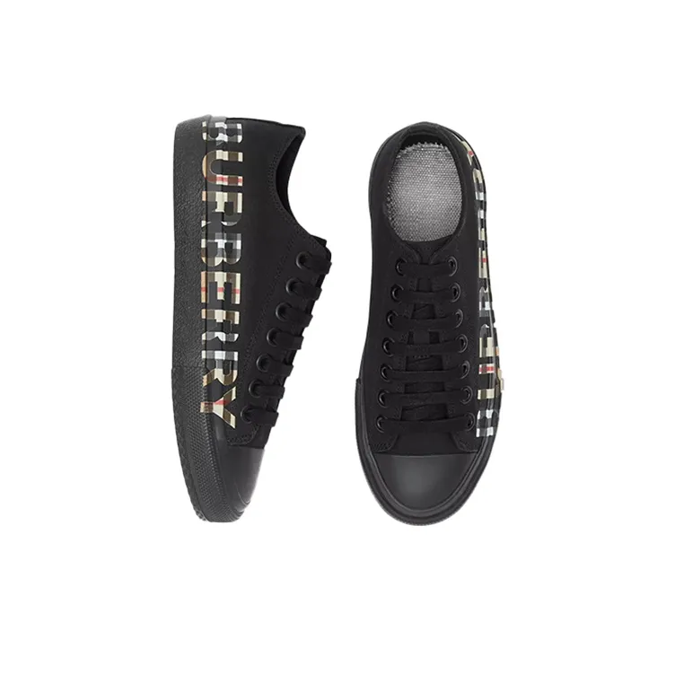 Burberry Vintage Low Top Canvas Shoes Women's Black-2