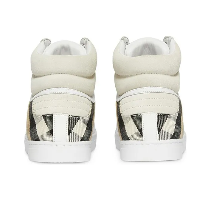 Burberry House Check High Top Sneakers White Archive Beige-4