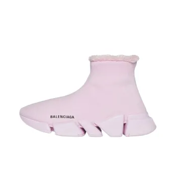 Balenciaga Speed 2.0 Recycled Knit Fake Fur Pink Women's
