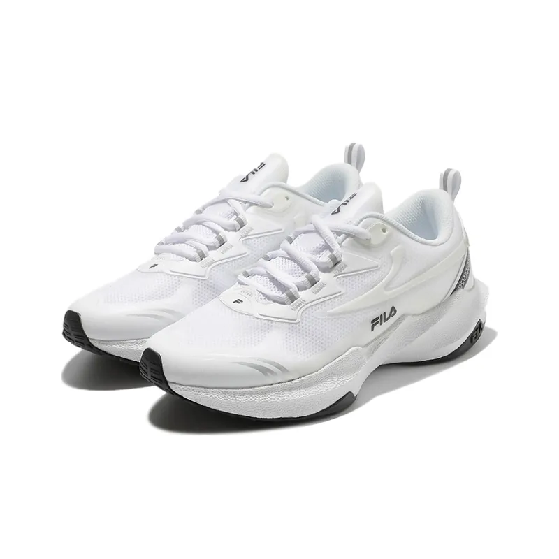 FILA Cushioning Anti Slip And Wear Resistant Breathable Coverage Low Top Casual Running Shoes Unisex White Black-2