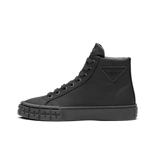 PRADA WHEEL Skateboard Shoes Women's High-Top Black