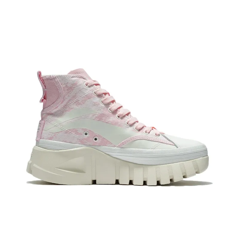 LiNing Wave Casual Shoes Women's High Top Coral Pink/Mist White-1