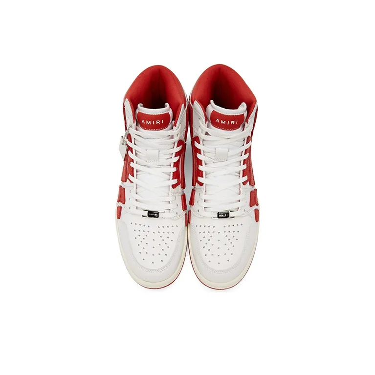 AMIRI Skel Panelled High Top White Red-2