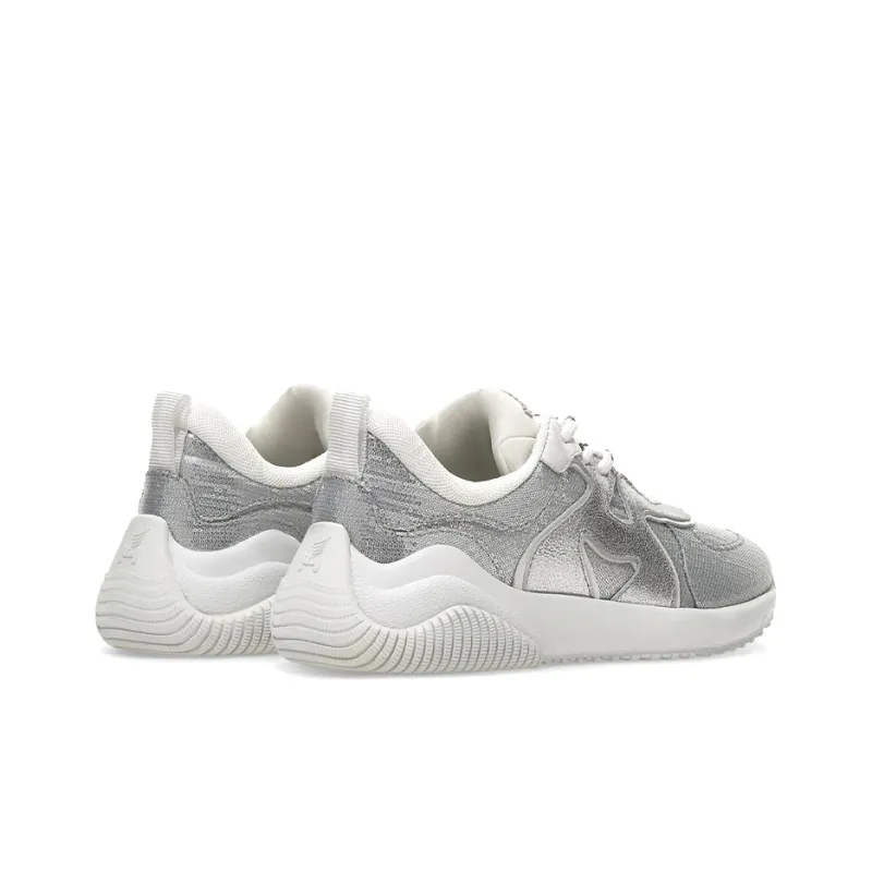HOGAN H597 Cushioned Slip Resistant Abrasion Resistant Low Top Casual Shoes Women's Silver White-3