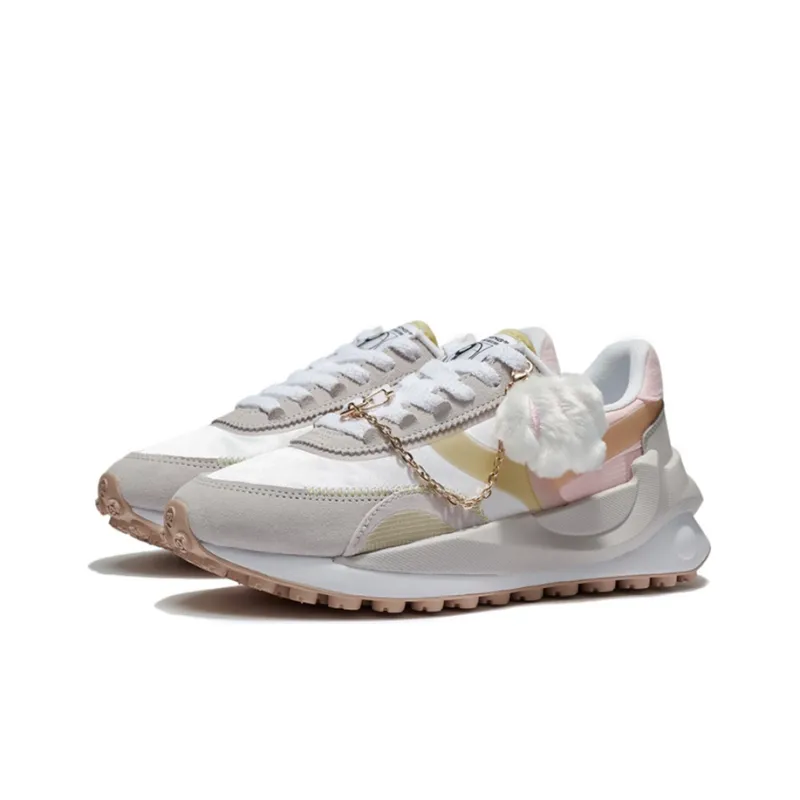 LiNing Square Coverage Support Low Top Running Shoes Women's White Gray Pink-2