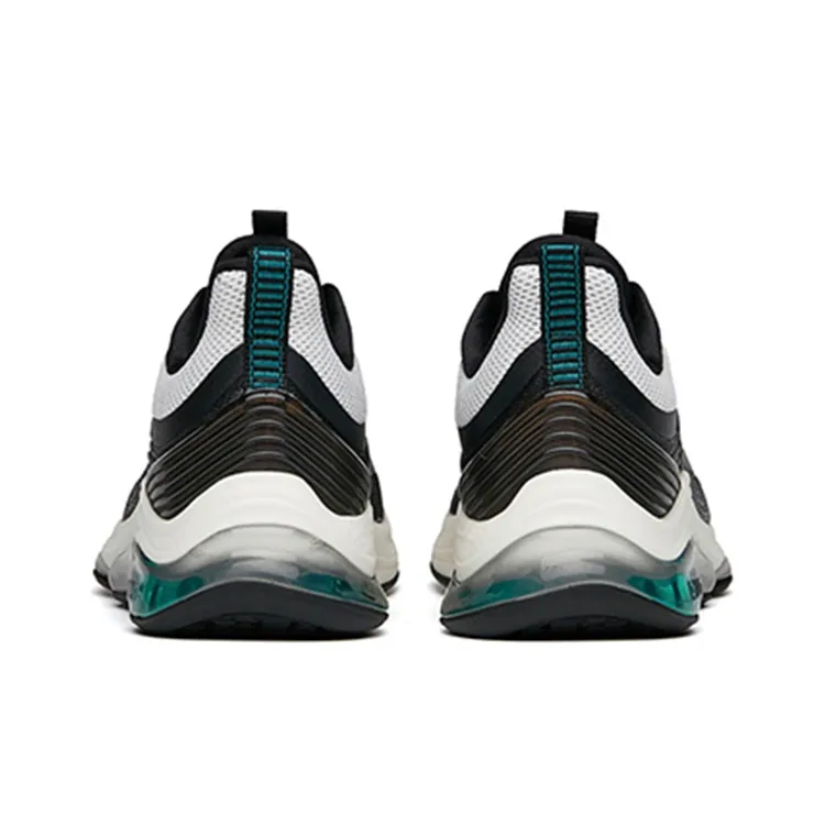 Anta Cushioned Slip-Resistant Abrasion-Resistant Low-Top Running Shoes Men's Black White Green-4