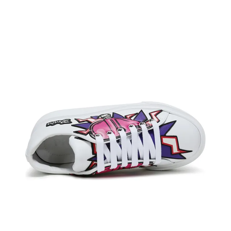 PRADA Graphic Heart Platform Sneakers 'White Multi Color' Women's-4