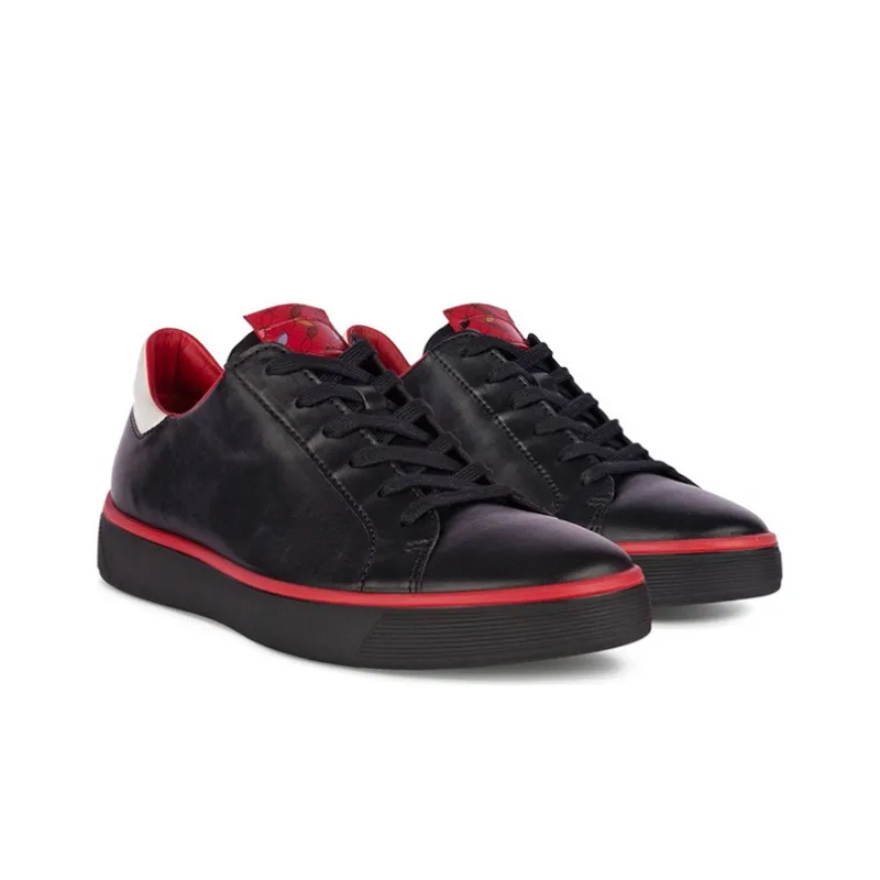 Ecco Fun Adventure Collection Stylish Skateboarding Shoes Men's Black Red Color Blocking-1