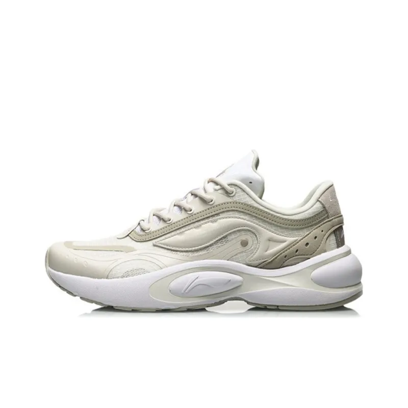 LiNing Shock Absorbing, Non Slip, Wear Resistant, Breathable And Lightweight Low Top Running Shoes Men's White-0