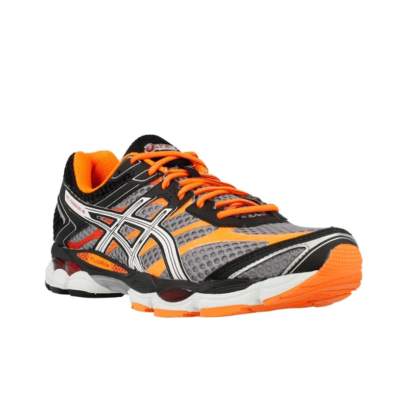 Asics Gel-Cumulus 16 Durable Breathable Lightweight Low-Top Running Shoes Men's Black Orange-2