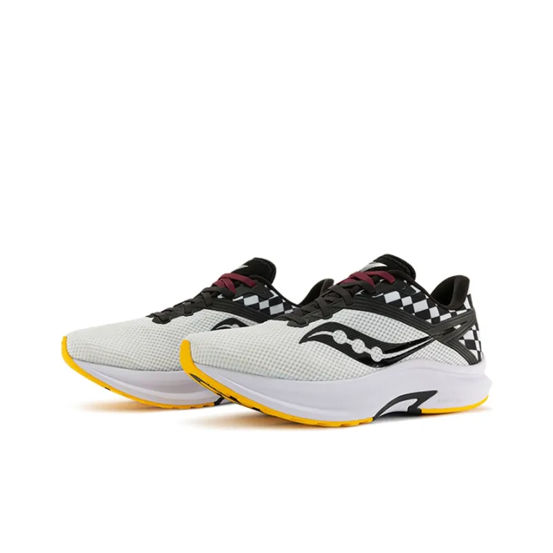 Saucony Cushioning Anti Slip And Wear Resistant Support Low Top Running Shoes Men's Black White Yellow-2