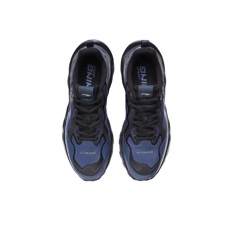 LiNing Cloud Shield Cushioned Anti Slip Wear Resistant Lightweight Breathable Low Top Running Shoes Men's Blue Black-3