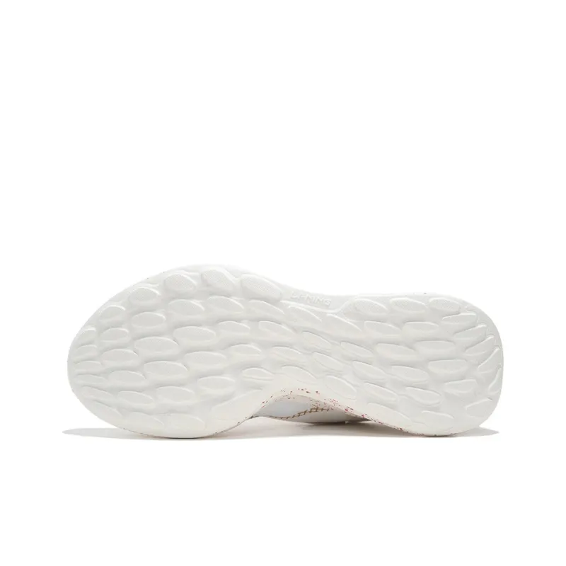LiNing Soft Element Cushioning Anti Slip And Wear Resistant Low Top Sports Casual Shoes White Gold Red-6
