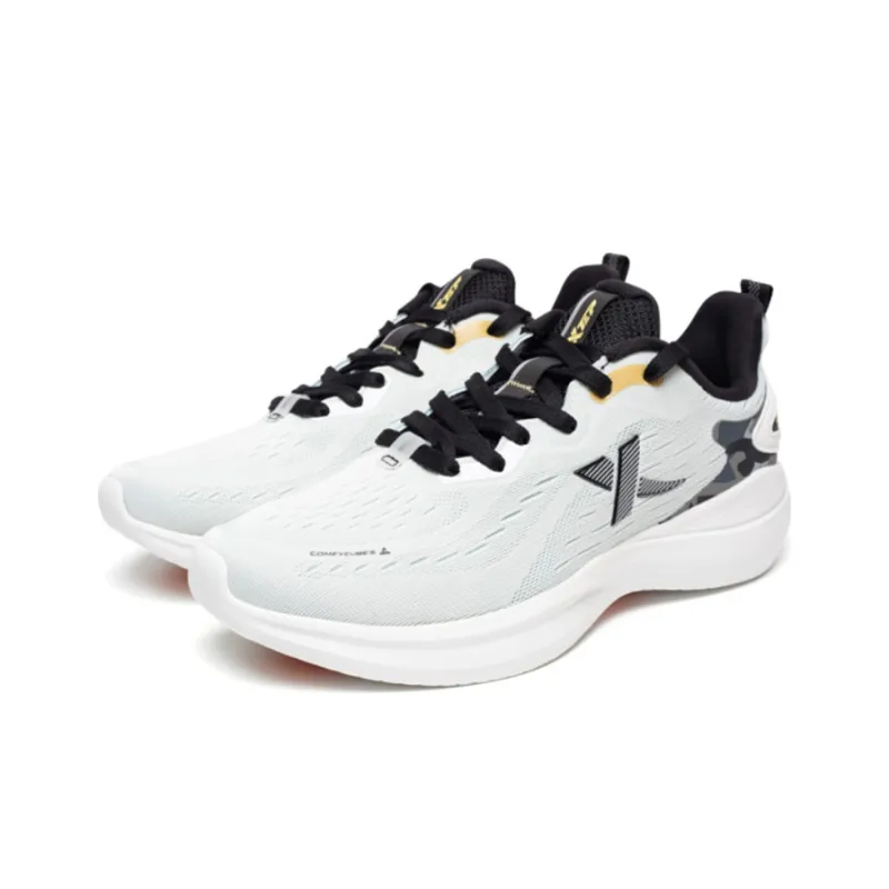 XTEP Soft Cube Cushioned Slip Resistant Breathable Low Top Running Shoes Men's White Black-1